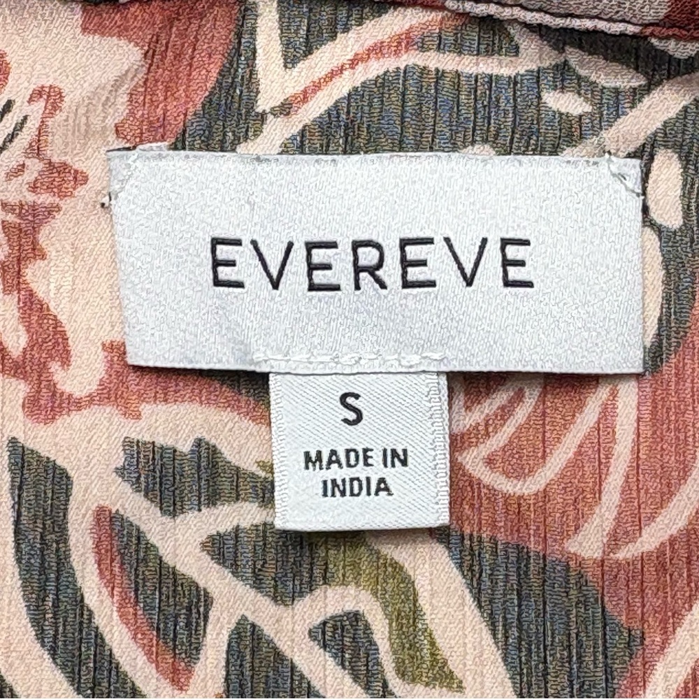 EVEREVE Floral Chiffon Ruffle Neck Blouse Size S Sheer 3/4 Sleeve Button Down - Picture 9 of 11